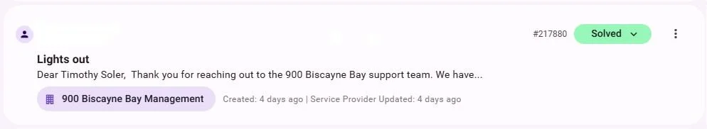 Light issue reported - acknowledged, resolved and tracked in TapHero