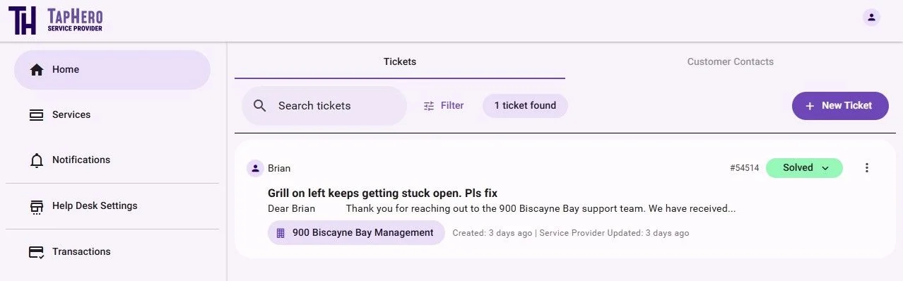 Example ticket handling
