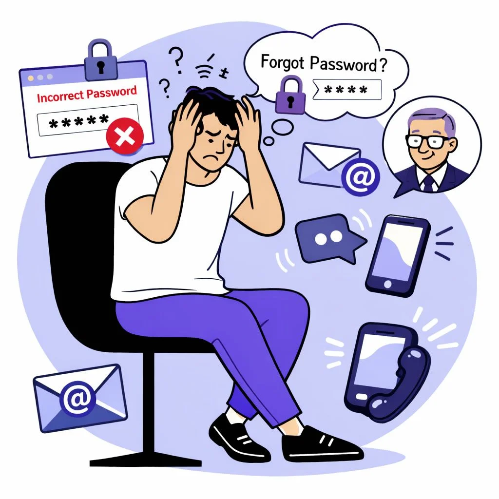 Image that portrays a frustrated resident trying to login