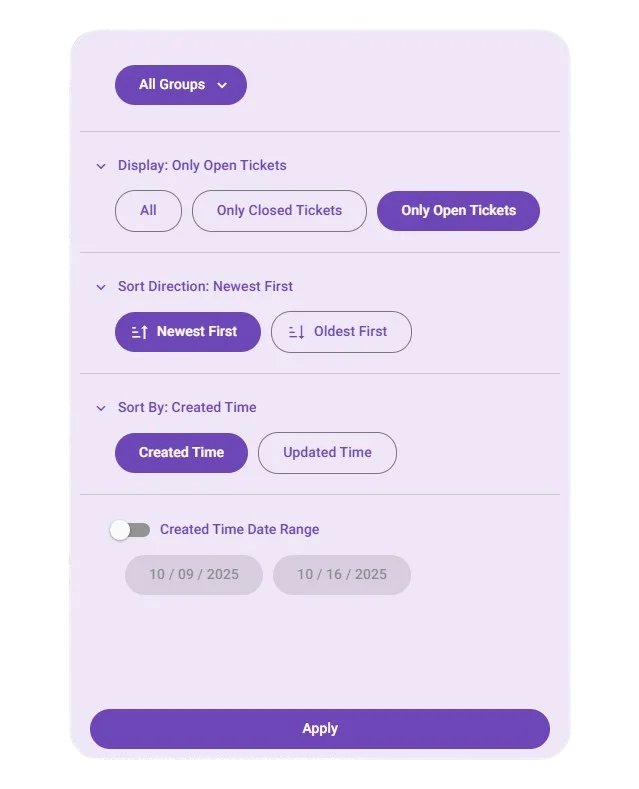 Sort tickets to prioritize tasks