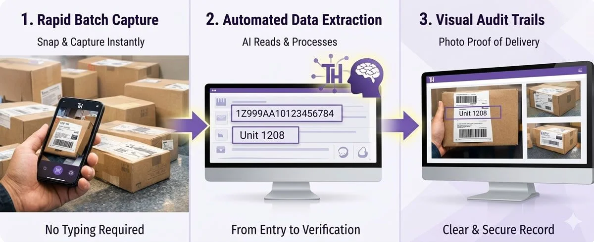 Example of automated package logging and notification delivery