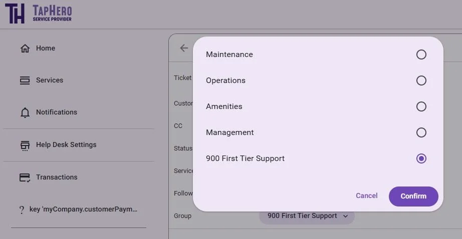 Screenshot of TapHero showing options on how to assign a maintenance task manually